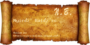 Nyirő Balázs névjegykártya